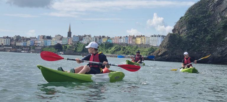 Guided kayak trip Tenby Castle Beach sea kayaking